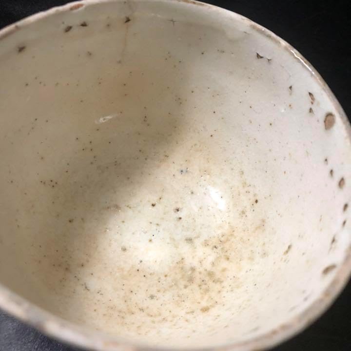 蔵からかなり古そうなトンボの絵付けの陶器。茶道具、抹茶茶碗 古